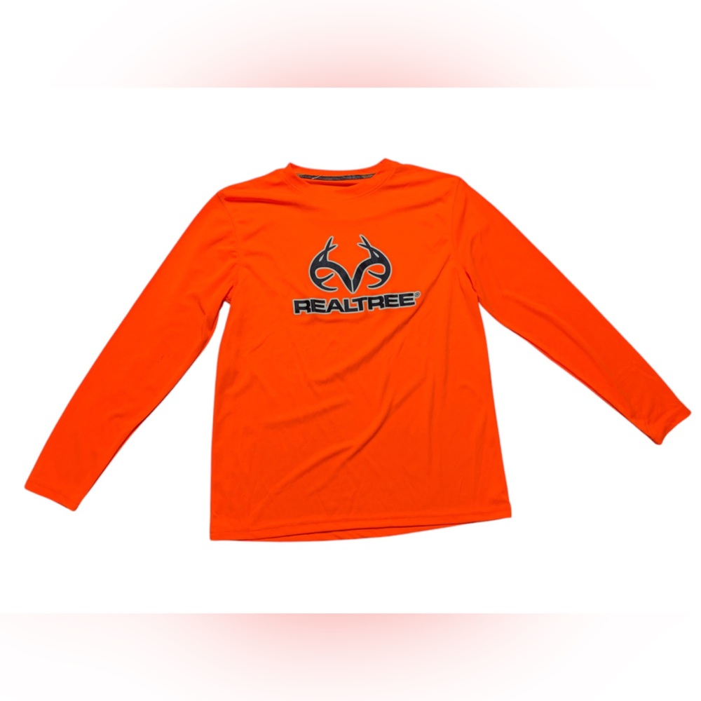 Realtree Mens Neon Orange Long Sleeve Logo Performance Shirt M
